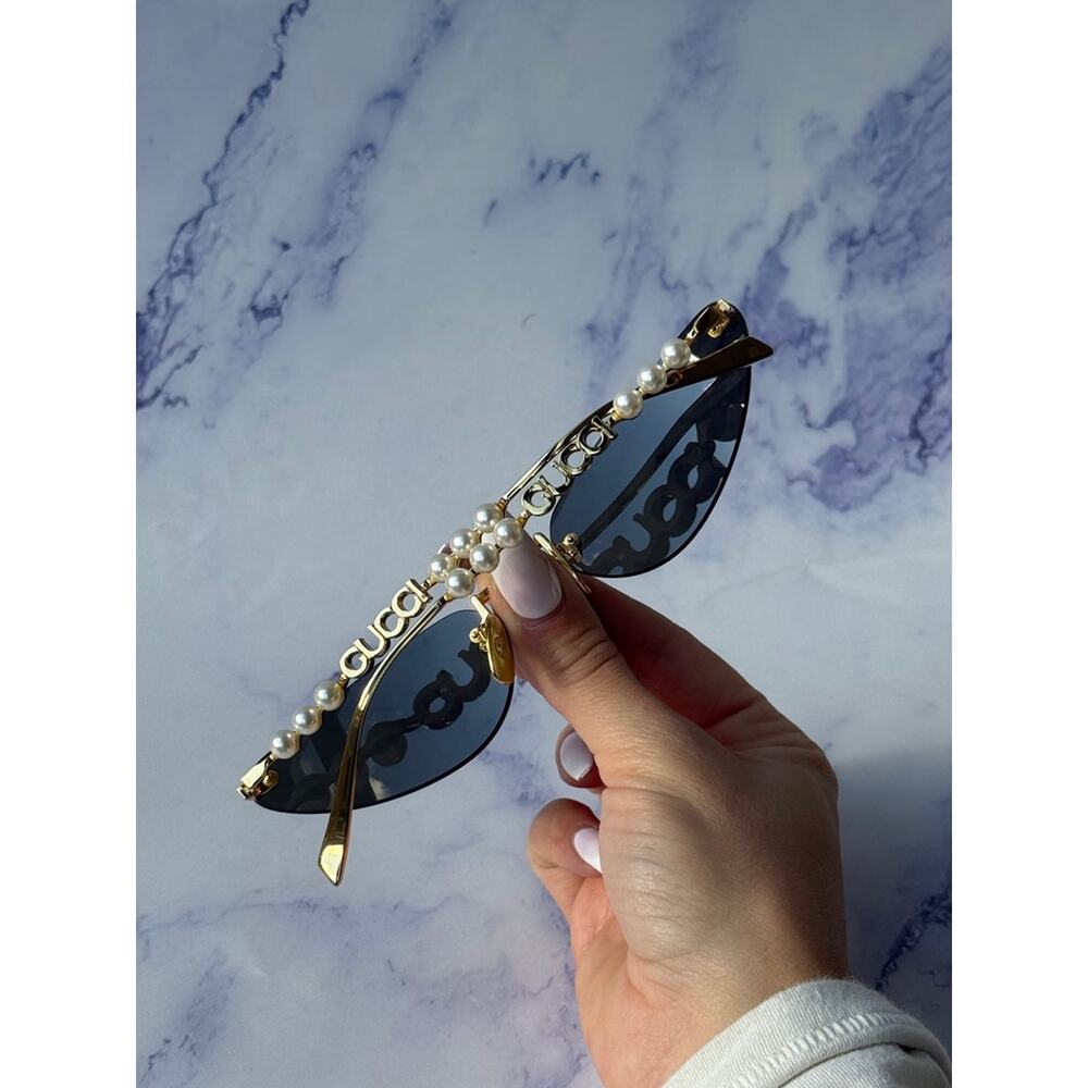 NEW Gucci GG1920S Gold Cat Eye Pearl Sunglasses - Picture 10 of 10